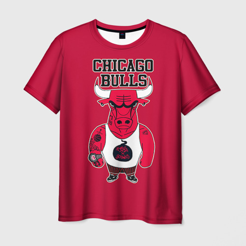 Мужская футболка 3D с принтом Chicago bulls, вид спереди #2