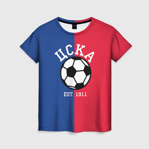 Женская футболка 3D с принтом ЦСКА, вид спереди #2