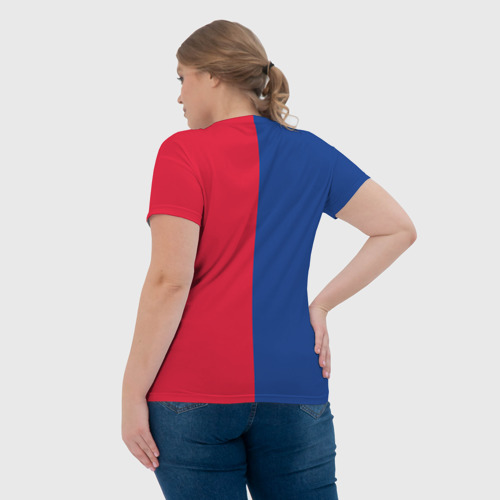 Женская футболка 3D с принтом ЦСКА, вид сзади #2