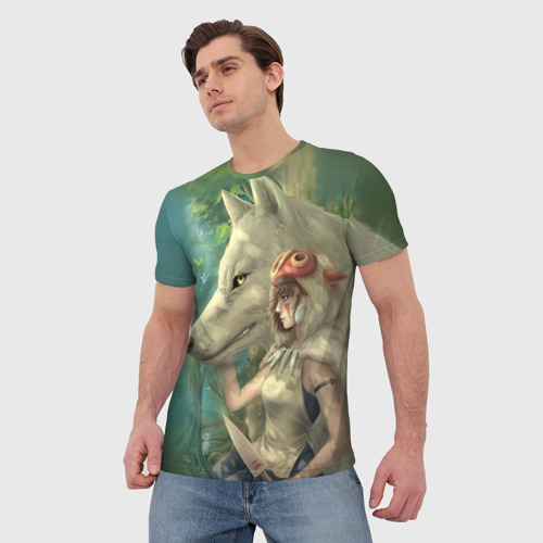 Мужская 3D футболка с принтом Принцесса и волк, фото на моделе #1