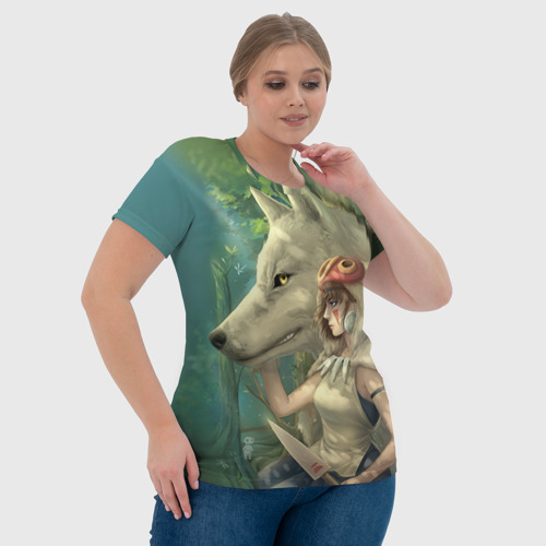 Женская футболка 3D с принтом Принцесса и волк, фото #4