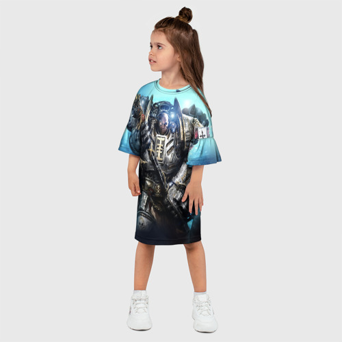 Детское платье 3D с принтом Серый рыцарь, фото на моделе #1