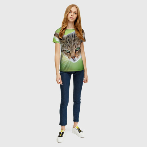 Женская 3D футболка с принтом Кот, вид сбоку #3