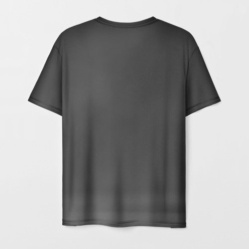Мужская футболка 3D с принтом Серый голубоглазый котенок, вид сзади #1