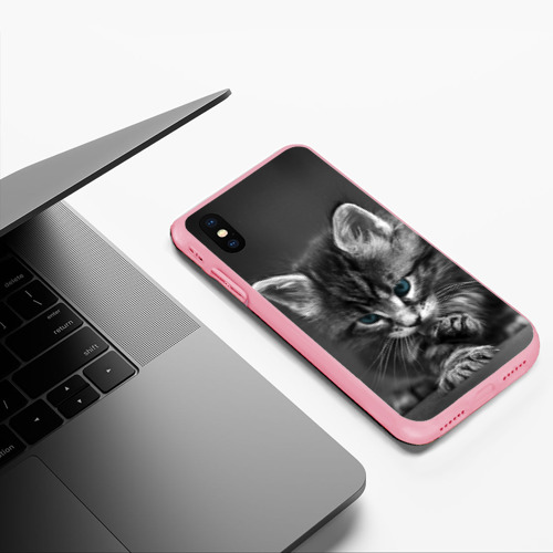 Чехол для iPhone XS Max матовый с принтом Серый голубоглазый котенок, фото #5