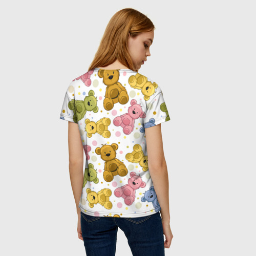 Женская футболка 3D с принтом Медвежата, вид сзади #2