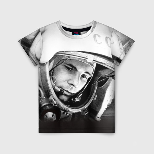 Детская футболка 3D с принтом Гагарин 1, вид спереди #2