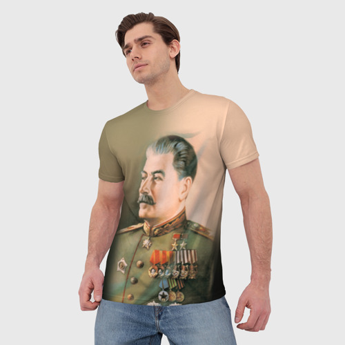 Мужская 3D футболка с принтом Сталин 1, фото на моделе #1