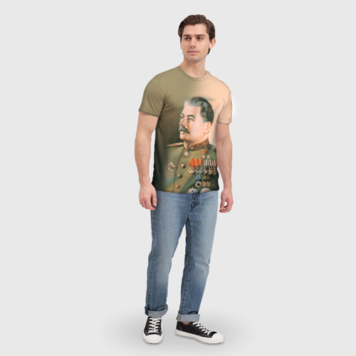 Мужская 3D футболка с принтом Сталин 1, вид сбоку #3