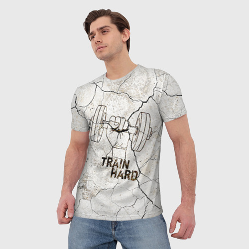 Мужская футболка 3D с принтом Train hard 5, фото на моделе #1