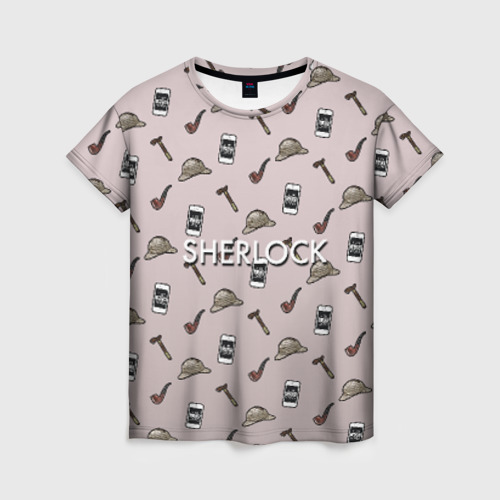 Женская футболка 3D с принтом Sherlock, вид спереди #2