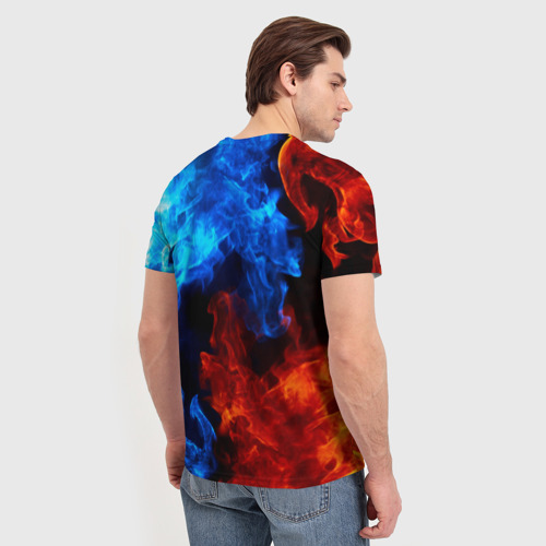Мужская футболка 3D с принтом Битва огней, вид сзади #2
