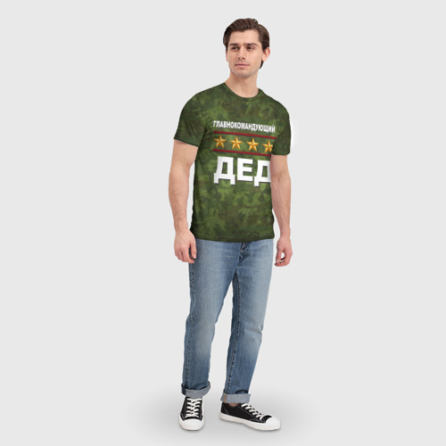 Мужская 3D футболка с принтом Главнокомандующий ДЕД, вид сбоку #3