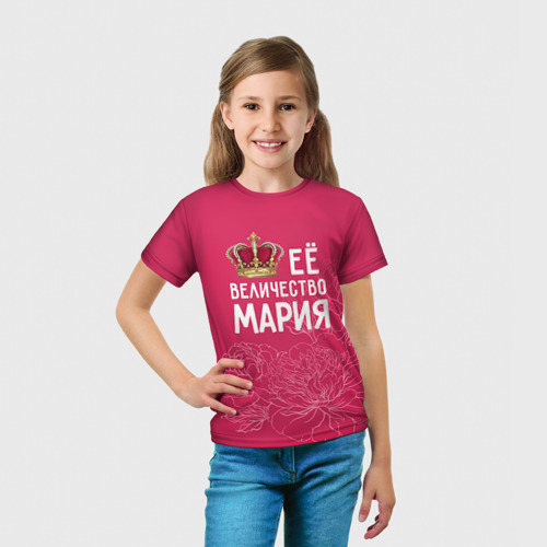 Детская футболка 3D с принтом Её величество Мария, вид сбоку #3