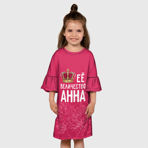 Детское платье 3D с принтом Её величество Анна, вид сбоку #3