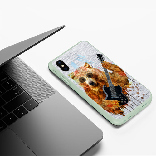 Чехол для iPhone XS Max матовый с принтом Медведь с гитарой, фото #5