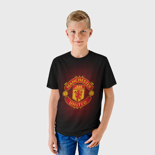 Детская футболка 3D с принтом Манчестер Юнайтед, фото на моделе #1