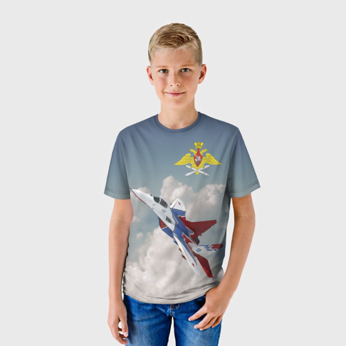 Детская футболка 3D с принтом Самолёт, фото на моделе #1