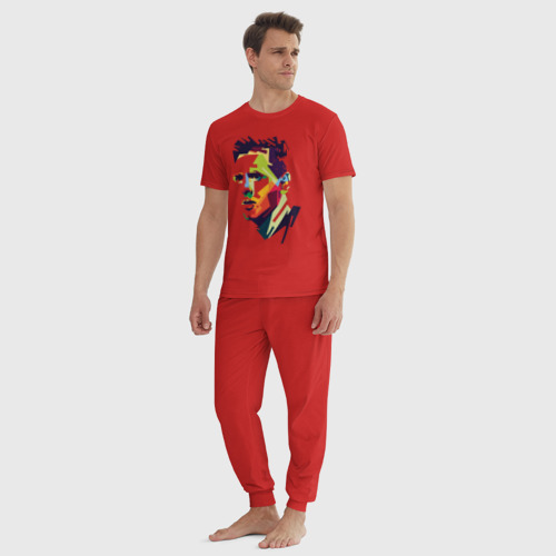 Мужская пижама хлопок с принтом Леонель Месси, вид сбоку #3