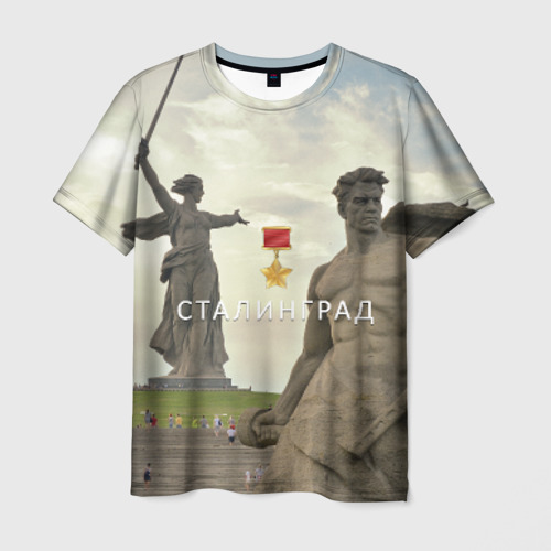 Мужская футболка 3D с принтом Город-герой Сталинград, вид спереди #2