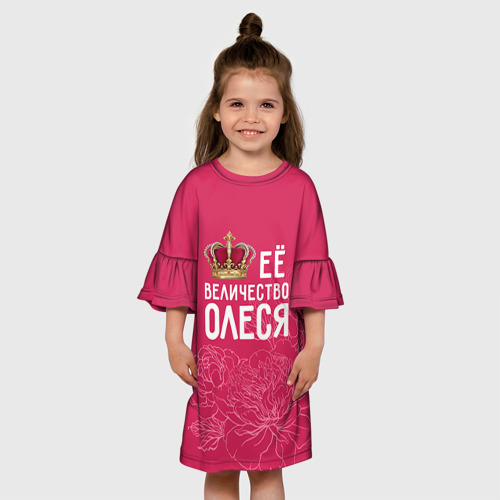 Детское платье 3D с принтом Её величество Олеся, вид сбоку #3