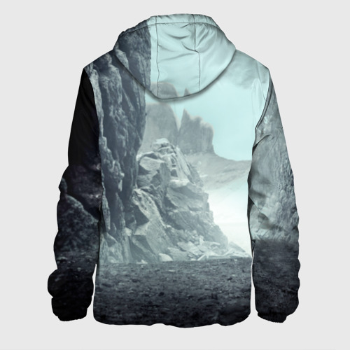 Мужская куртка 3D с принтом Волк в горах, вид сзади #1