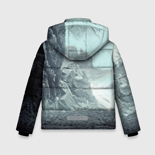Зимняя куртка для мальчиков 3D с принтом Волк в горах, вид сзади #1