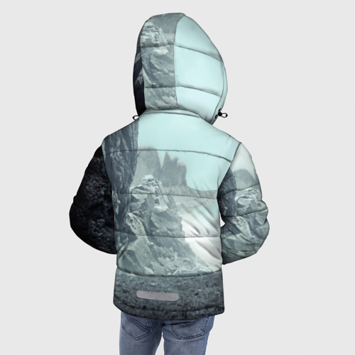 Зимняя куртка для мальчиков 3D с принтом Волк в горах, вид сзади #2