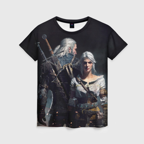 Женская футболка 3D с принтом Geralt and Ciri, вид спереди #2
