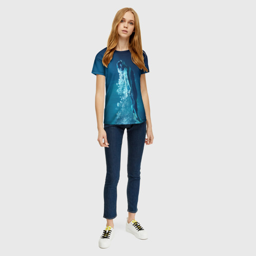 Женская футболка 3D с принтом Под водой, вид сбоку #3