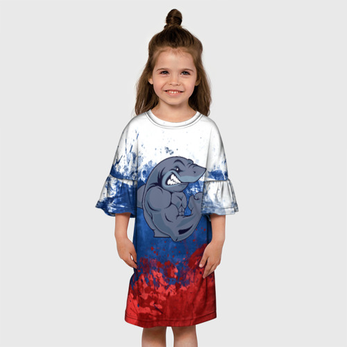Детское платье 3D с принтом Акула, вид сбоку #3