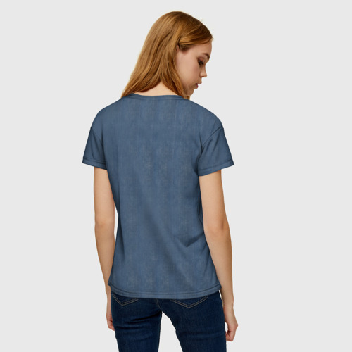Женская футболка 3D с принтом Джинсовка, вид сзади #2