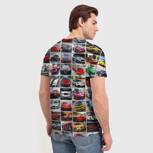 Мужская 3D футболка с принтом Крутые тачки, вид сзади #2