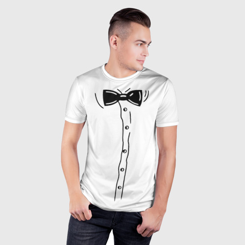 Мужская футболка 3D Slim с принтом Костюм с бабочкой, фото на моделе #1