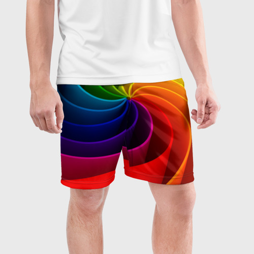 Мужские шорты спортивные с принтом Радуга цвета, фото на моделе #1