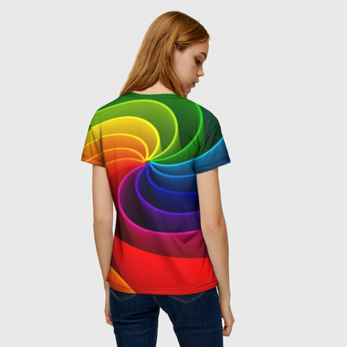 Женская футболка 3D с принтом Радуга цвета, вид сзади #2