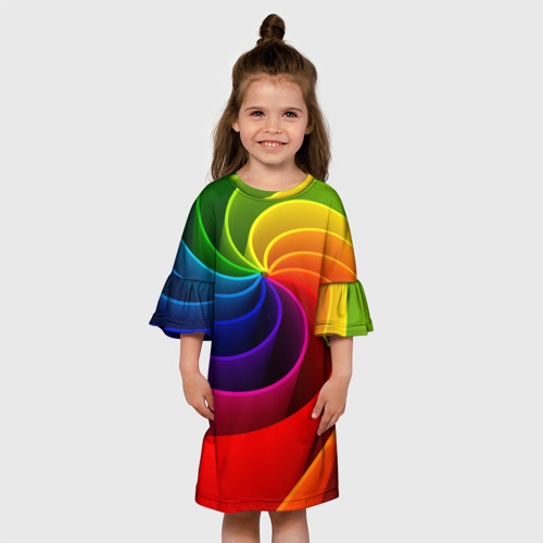 Детское платье 3D с принтом Радуга цвета, вид сбоку #3
