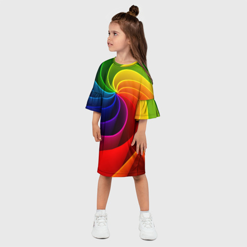 Детское платье 3D с принтом Радуга цвета, фото на моделе #1