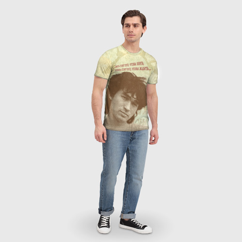 Мужская 3D футболка с принтом Цой, вид сбоку #3