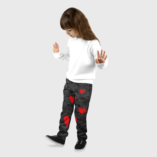 Детские брюки 3D с принтом Кружево и сердца, фото на моделе #1