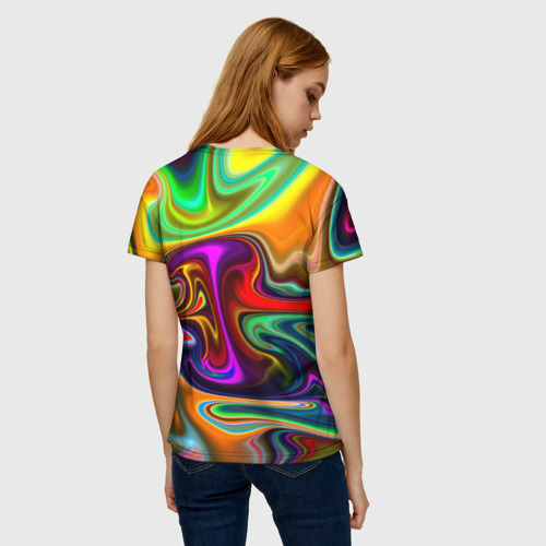 Женская футболка 3D с принтом Волны, вид сзади #2