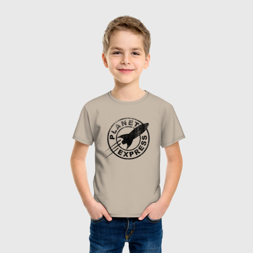 Детская футболка хлопок с принтом Планетарный экспресс, фото на моделе #1