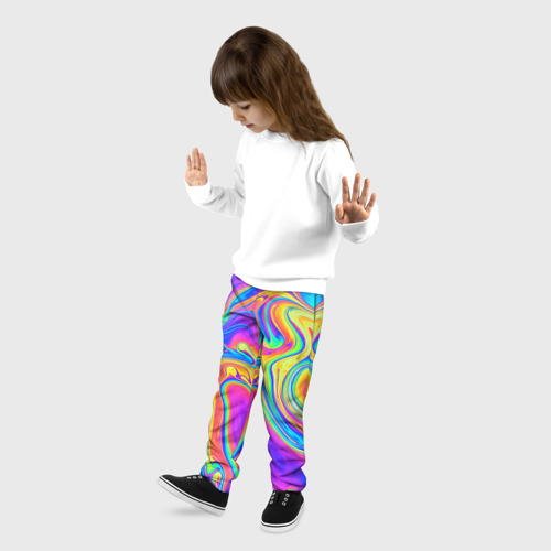 Детские брюки 3D с принтом Цветные разводы, фото на моделе #1
