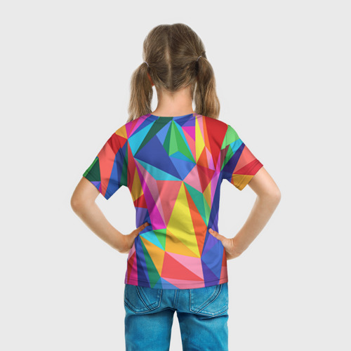 Детская футболка 3D с принтом Радуга, вид сзади #2