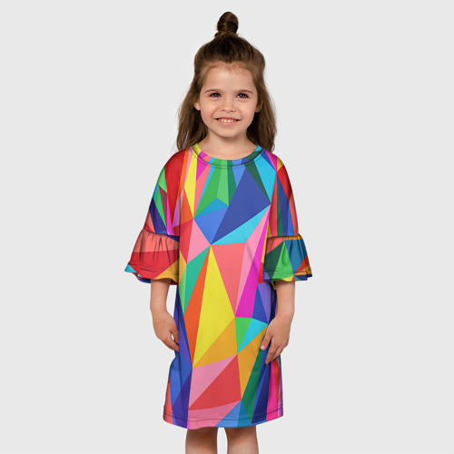 Детское платье 3D с принтом Радуга, вид сбоку #3