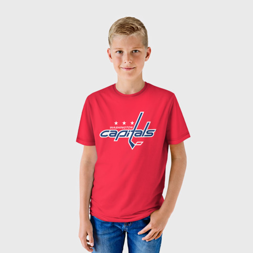 Детская футболка 3D с принтом Washington Capitals Ovechkin, фото на моделе #1