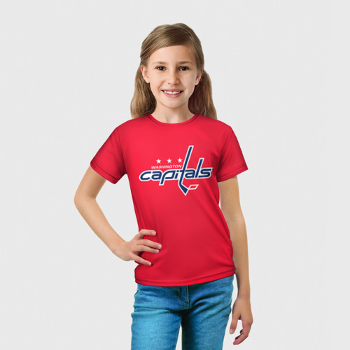 Детская футболка 3D с принтом Washington Capitals Ovechkin, вид сбоку #3