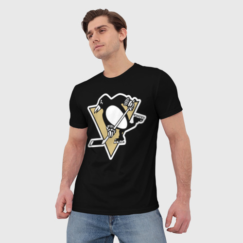 Мужская футболка 3D с принтом Pittsburgh Penguins Malkin, фото на моделе #1