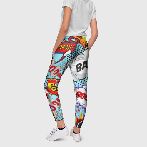 Женские брюки 3D с принтом Звуки битвы, вид сзади #2
