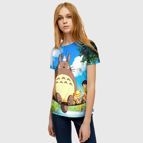 Женская футболка 3D с принтом Тоторо и компания, фото на моделе #1
